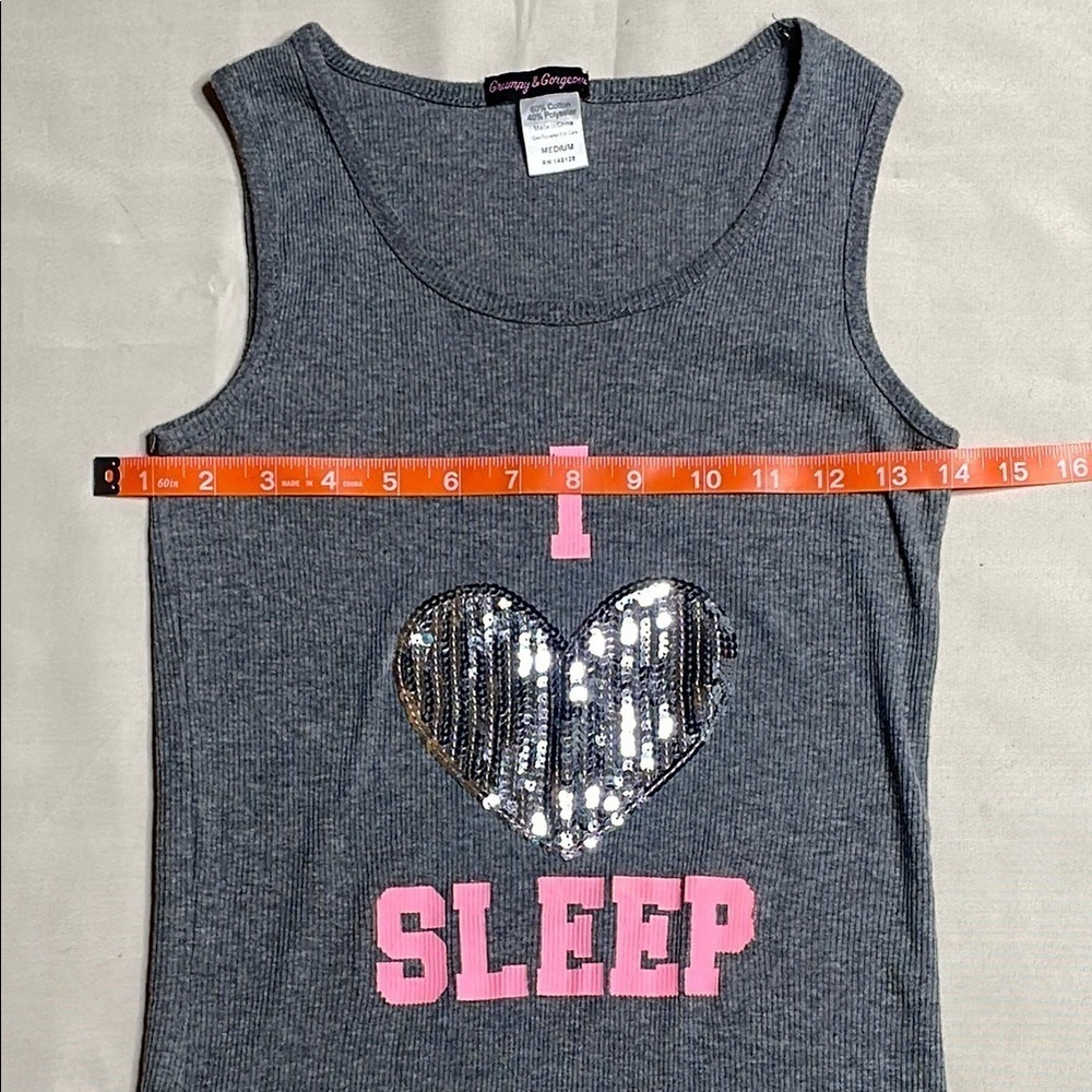 GRUMPY & GORGEOUS Gray Sleeveless Top with Pink and Black Accents - Picture 6 of 8